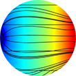 A computer model of aerodynamic flow with a rainbow background