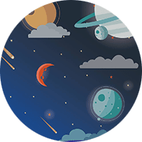 The word MedLaunch with a cartoon-style backdrop of space with planets and a spaceship with a red cross.